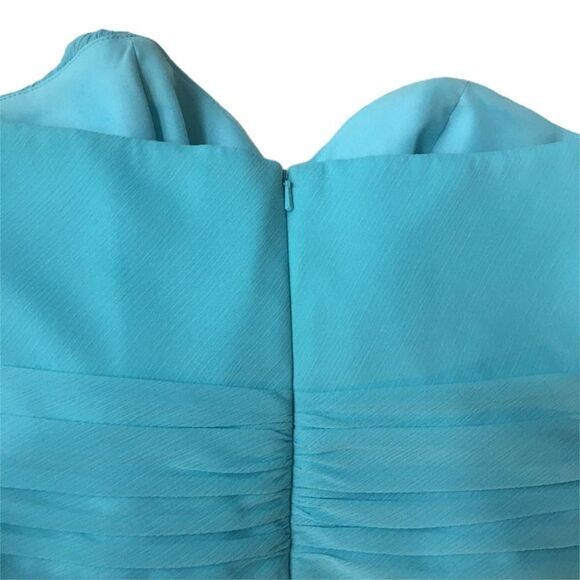 David’s Bridal Crinkle Chiffon Sweetheart Dress Blue Size 2 Bridesmaid Strapless - Picture 7 of 8